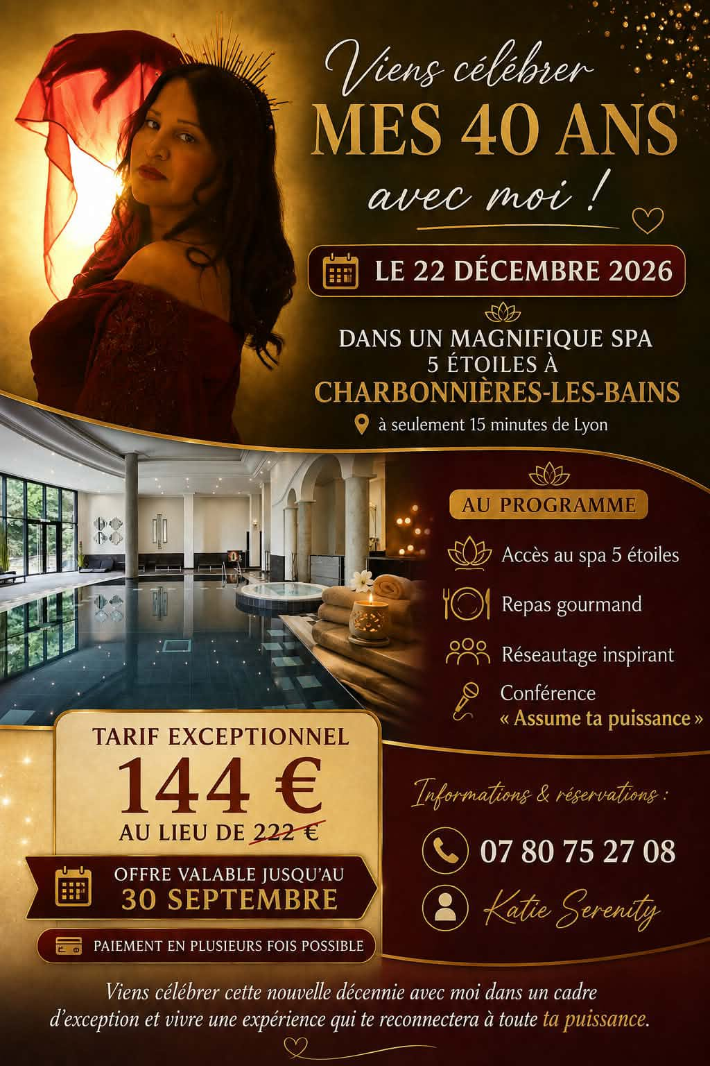 Affiche de la journée spa 5 étoiles à Charbonnières-les-Bains le 22 décembre 2026
