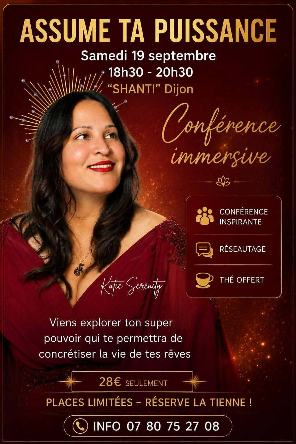 Affiche de la conférence immersive Assume Ta Puissance le samedi 19 septembre à Dijon